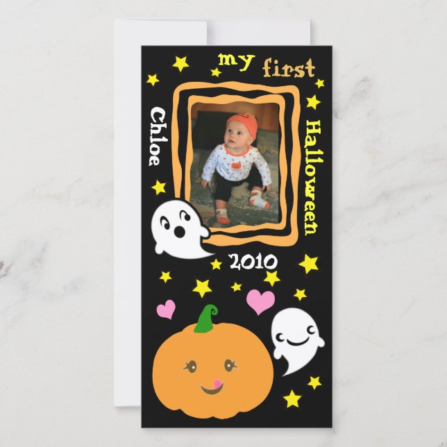 Primeiro Cartão com fotos Personalizado do Hallowe (Frente)