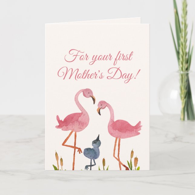 Primeiro Cartão de Dia das Mães Flamingo (Frente)