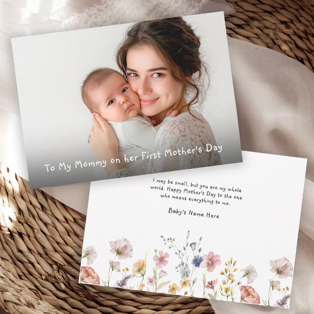 Primeiro cartão de foto do Dia das Mães do bebê (Card may be ordered in both printed and instant download digital formats.)
