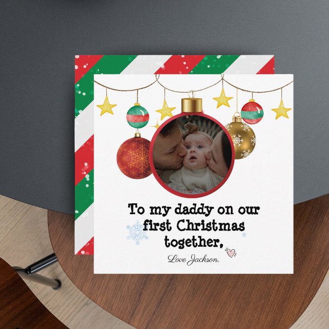 Primeiro Cartão de Natal Personalizado para Pai, F (Personalised First Christmas Card for Daddy with Photo )