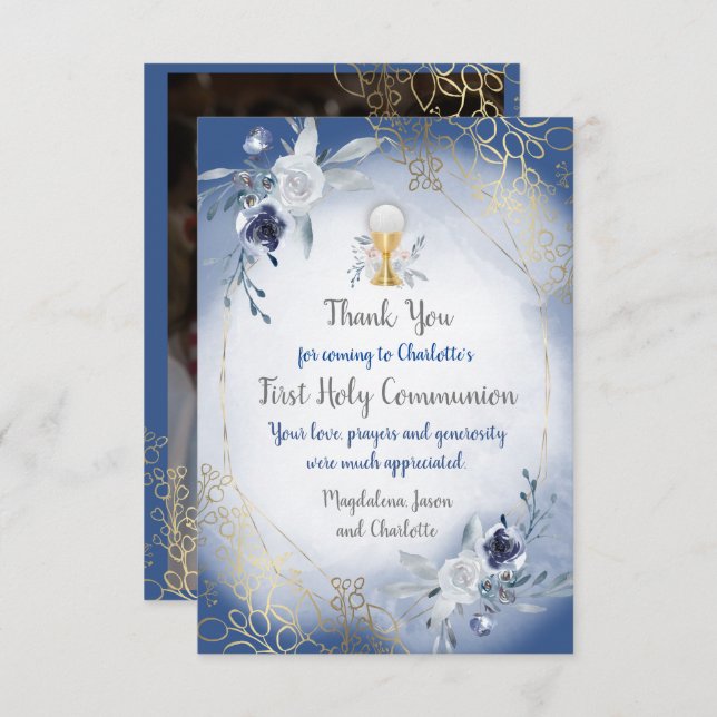 primeiro cartões de agradecimentos fotográfico com (Frente/Verso)