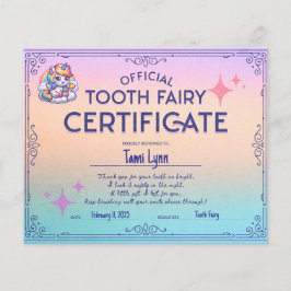 Primeiro certificado de fada dentária perdida