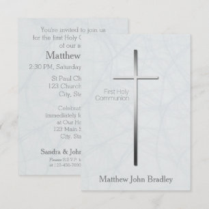 Primeiro comunhão santamente no convite azul