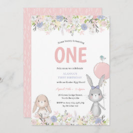 Primeiro Convite à Páscoa Coelhinha de Aniversário