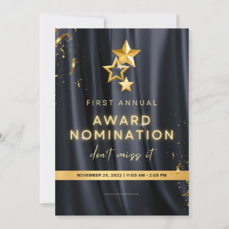 Primeiro convite anual de premiação editável Cartã