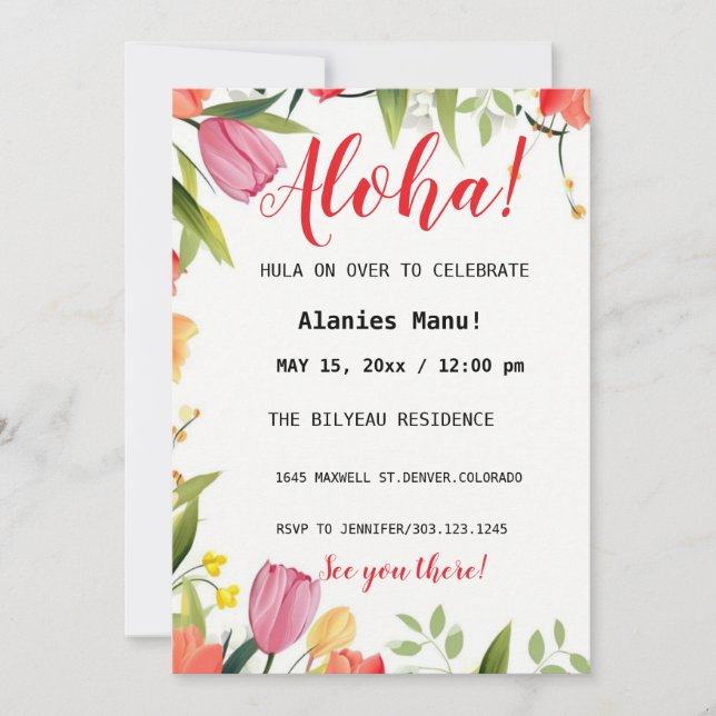 Primeiro Convite de Aniversário (Frente)