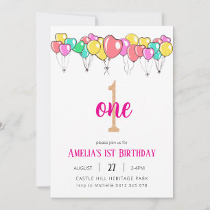 Primeiro Convite de Aniversário, Arco-Íris Pastel 