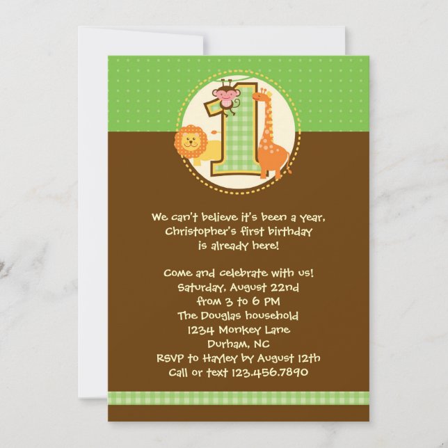 Primeiro Convite de Aniversário da Selgle Safari (Frente)