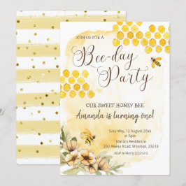 Primeiro Convite de aniversário de abelhas