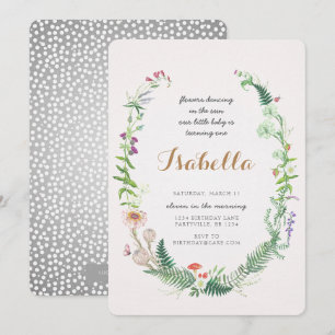 Primeiro Convite de Aniversário de Flor Selvagem