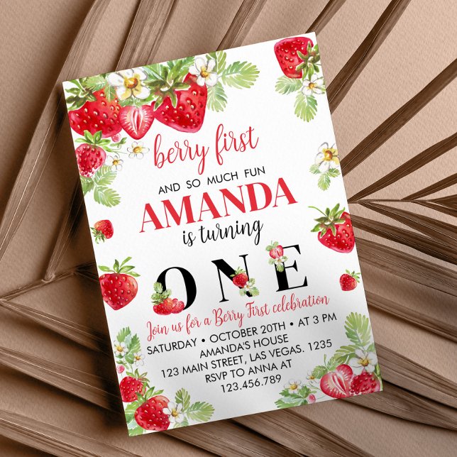 Primeiro Convite de Aniversário de Morango (Criador carregado)