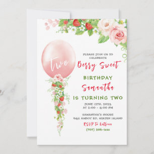 Primeiro Convite de Aniversário de Morango