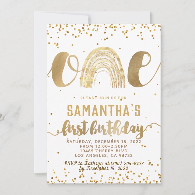 Primeiro Convite de Aniversário do Arco-Íris (Frente)