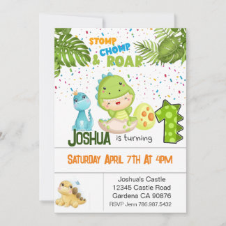 Primeiro convite de aniversário do Dinossaur