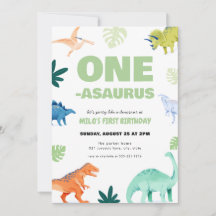 Primeiro Convite de Aniversário do Dinossauro One-