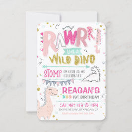 Primeiro Convite de Aniversário do Dinossauro Wild