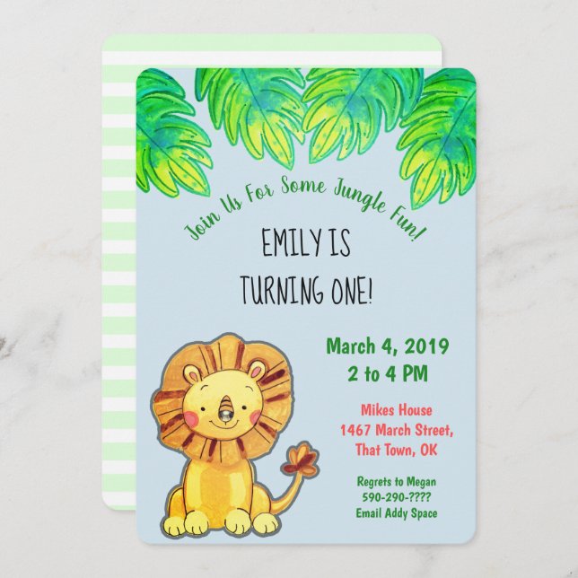 Primeiro Convite de Aniversário do Leão Selvagem (Frente/Verso)