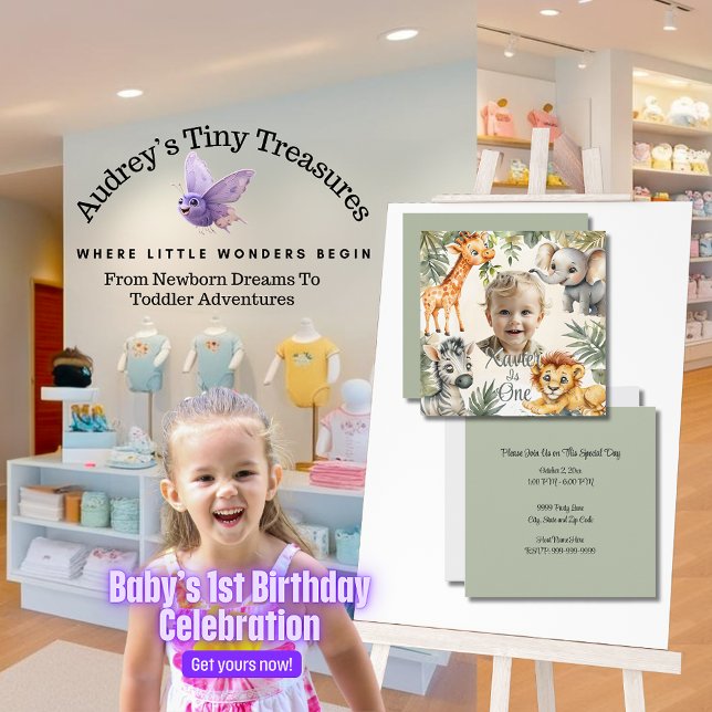 Primeiro Convite de Aniversário do Menino - Safari (Criador carregado)