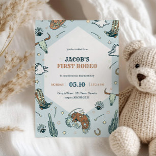 Primeiro Convite de Aniversário do Rodeo Cowboy Oc