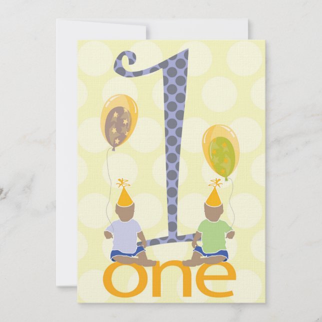 Primeiro Convite de aniversário dos Twin Boys (Frente)