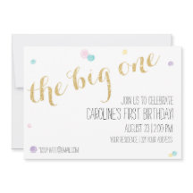 Primeiro Convite de Aniversário - Dourada Glitter