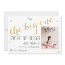 Primeiro Convite de Aniversário - Dourada Glitter