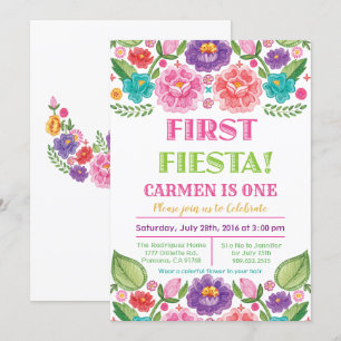 Primeiro Convite de Aniversário Floral Fiesta
