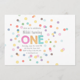 Primeiro convite de aniversário Girl Watercolor c