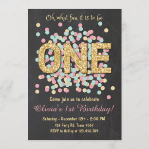 Primeiro convite de aniversário Menina Dourada Ros