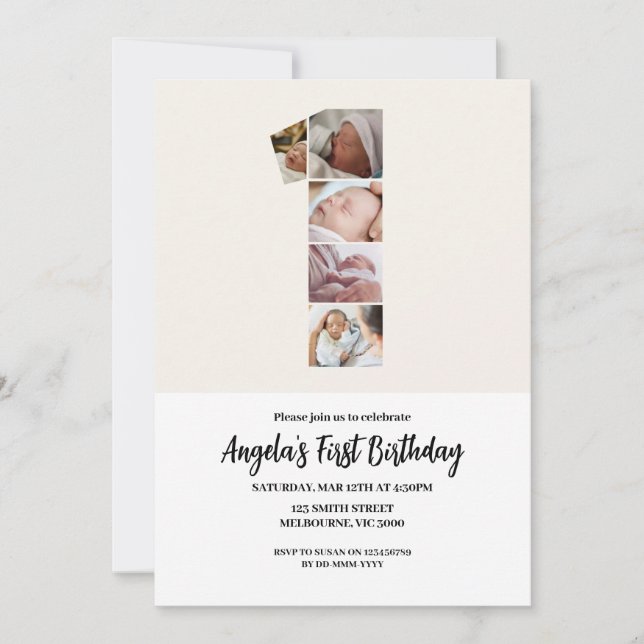 Primeiro Convite de Aniversário - Número 1 (Frente)