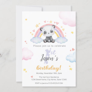 Primeiro Convite de Aniversário - Panda Bonita com