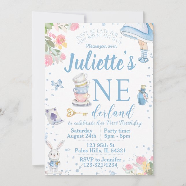 Primeiro convite de aniversário para Alice no País (Frente)