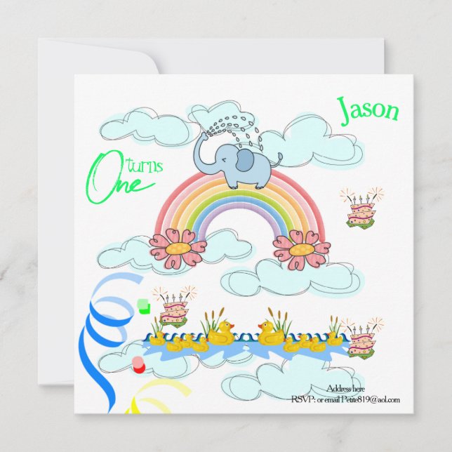 primeiro convite de aniversário para bebês (Frente)