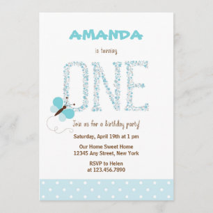 Primeiro Convite de Aniversário para Borboleta Azu