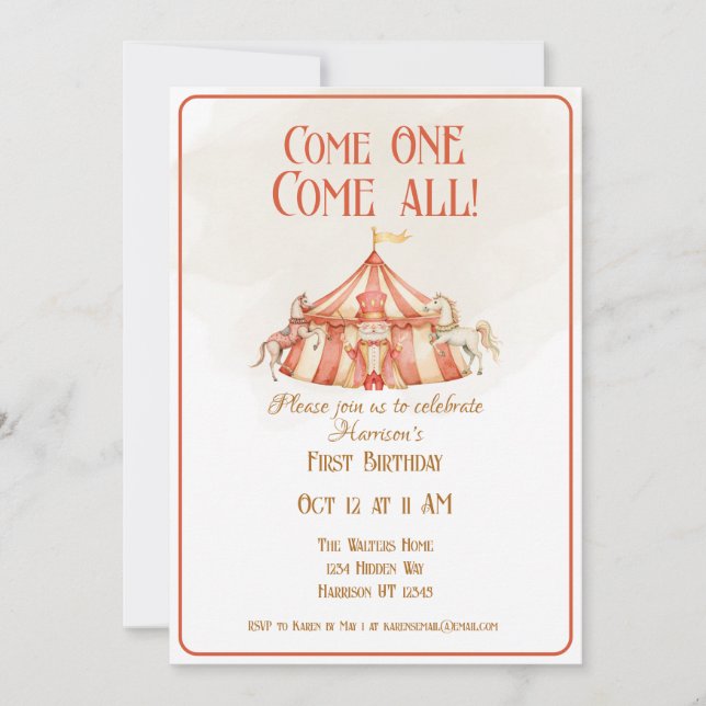 Primeiro Convite de Aniversário para Cavalo de Cir (Frente)