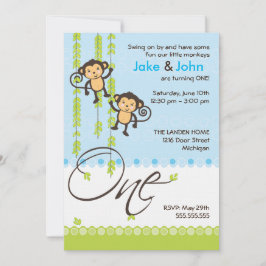 Primeiro Convite De Aniversário Para Garotos Gêmeo