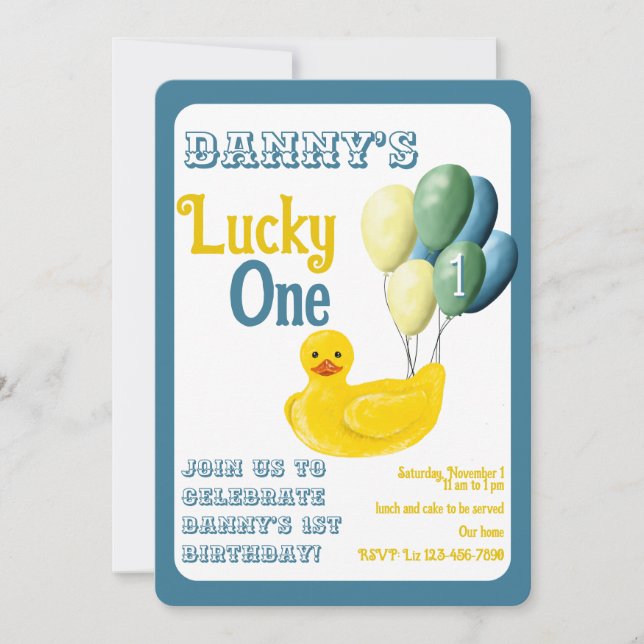 Primeiro Convite de Aniversário para Lucky One (Frente)