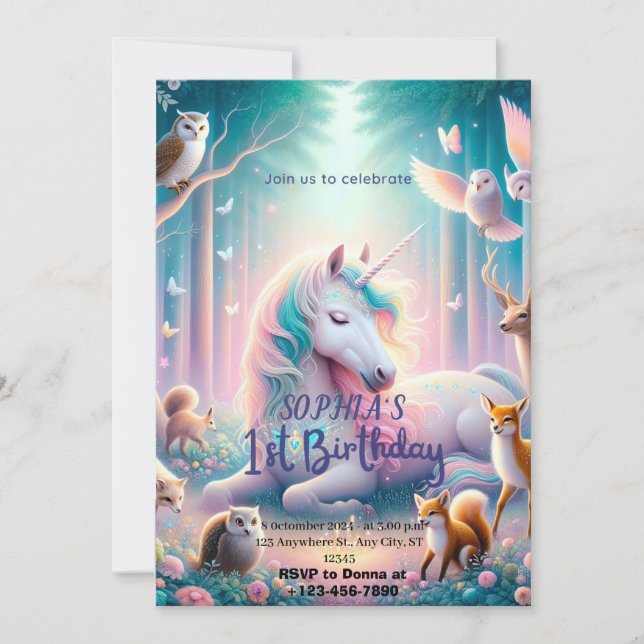 Primeiro Convite de aniversário/ personalizável (Frente)