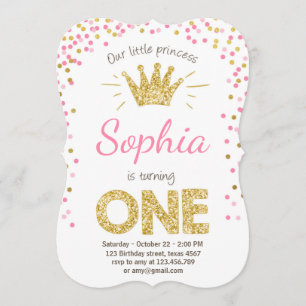 Primeiro convite de aniversário Princesa Dourada R