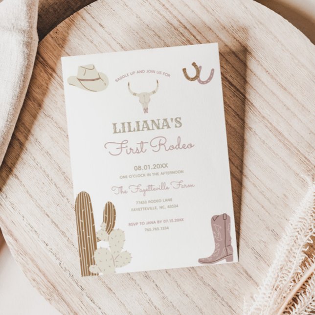 Primeiro Convite de aniversário Rodeo Cowgirl (Criador carregado)