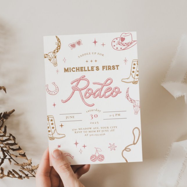 Primeiro Convite de Aniversário Rodeo para Meninas (Criador carregado)