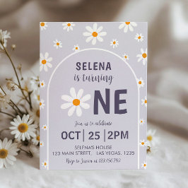 Primeiro Convite de aniversário Roxo-Luz Retro