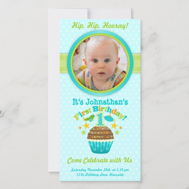 Primeiro Cupcake de Aniversário (Garoto) (Frente)