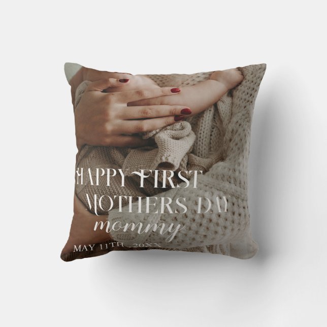 primeiro dia das mães foto moderna   Almofada (Verso)