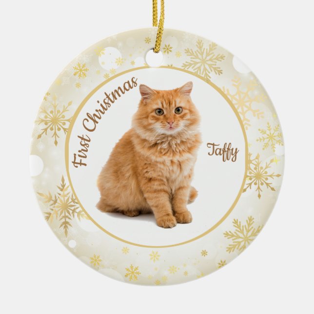 Primeiro Enfeite de Natal de Gato (Frente)