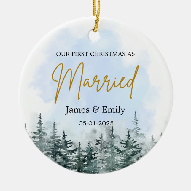 Primeiro Enfeites de natal Casado, Ornamento Casad (Frente)