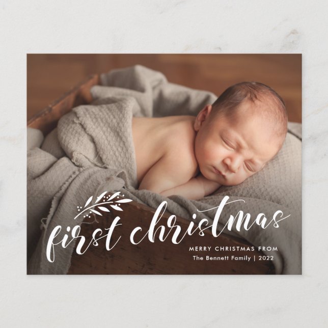 Primeiro Natal Carta de Natal com Foto do Bebê (Frente)