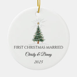 Primeiro Natal Casados 2025 Enfeite Personalizado