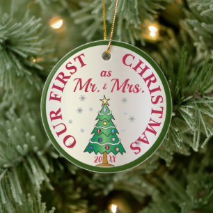Primeiro Natal Casados Enfeite de Árvore