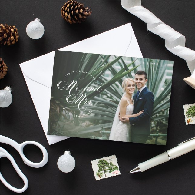 Primeiro Natal como Cartão com fotos do Sr. e Sra. (Criador carregado)